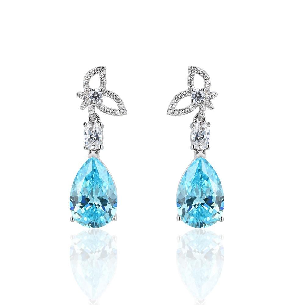 أقراط قطرات الماء الأزرق اللامع الماسيةEarringsمجوهرات ميون