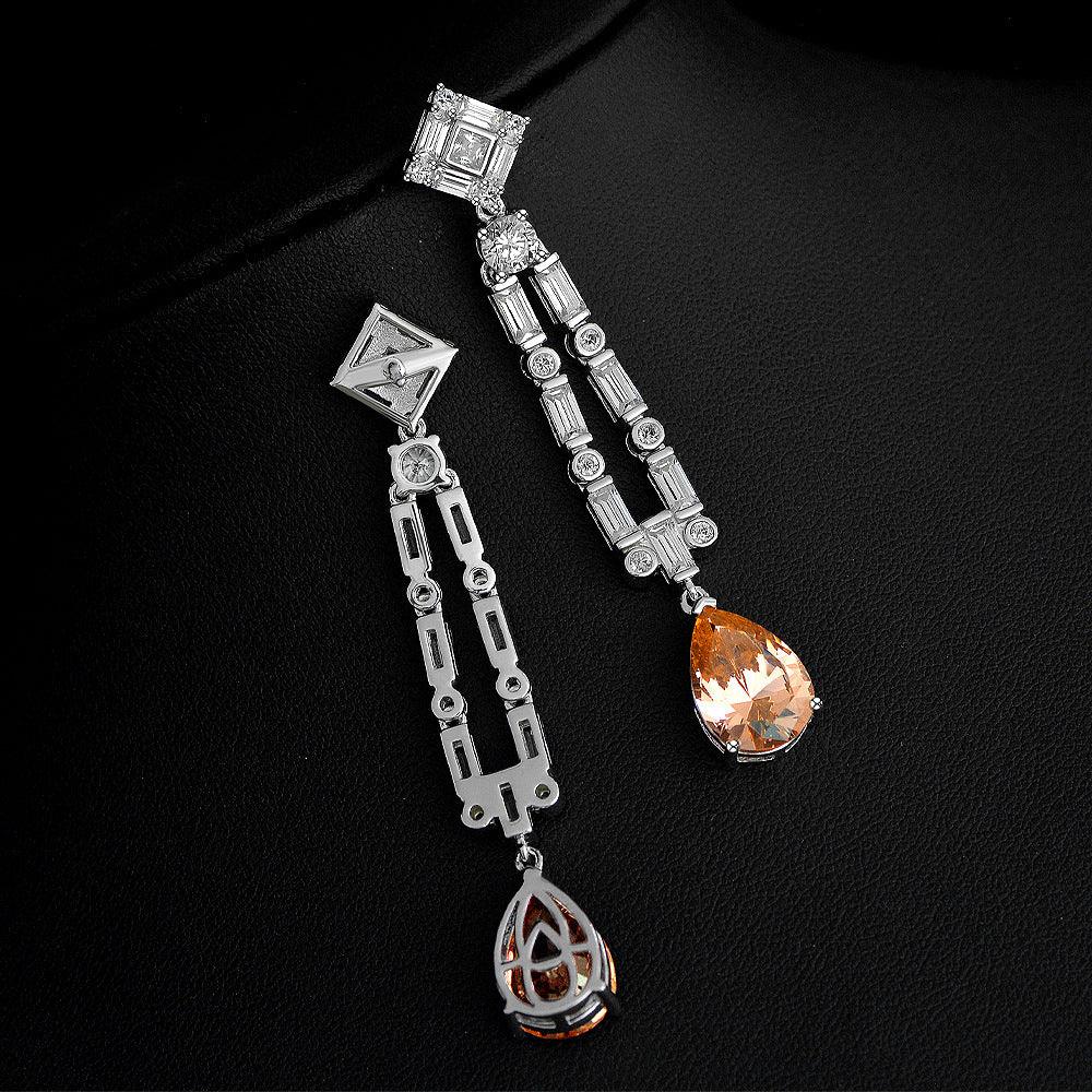 قرط الماسي طويل مرصع بحجر كريمEarringsمجوهرات ميون