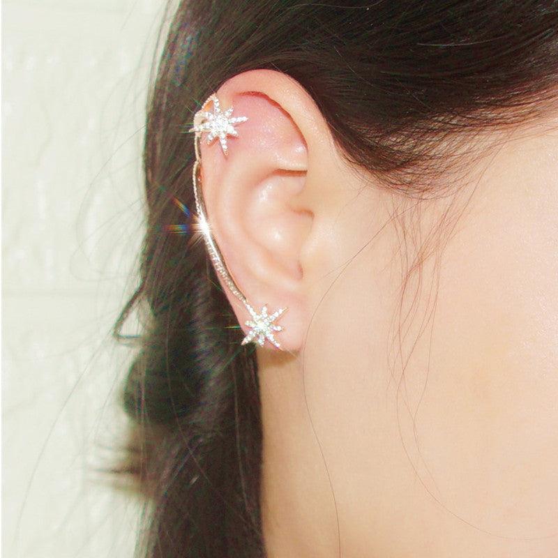 أقراط مشبك أذن من الفضة الإسترليني على شكل نجمةEarringsمجوهرات ميون