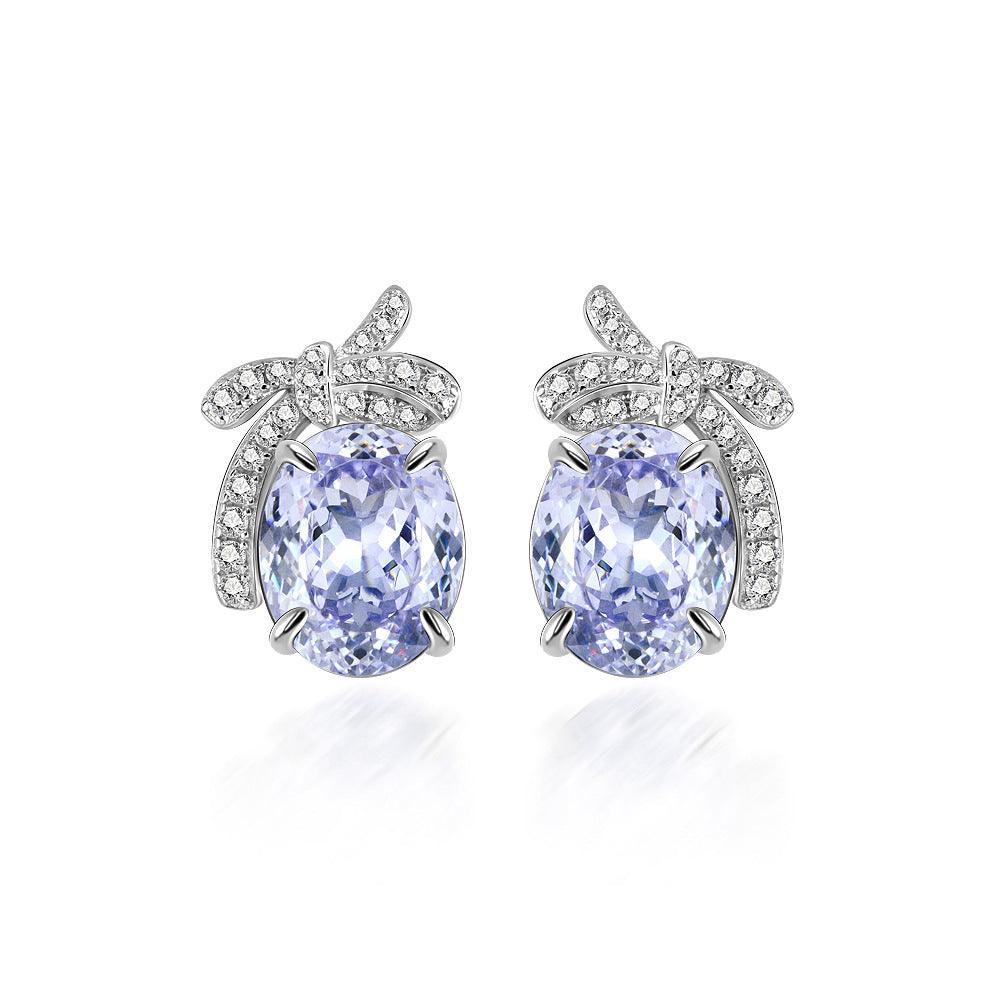 أقراط الماس اللوتس الأرجوانيEarringsمجوهرات ميون
