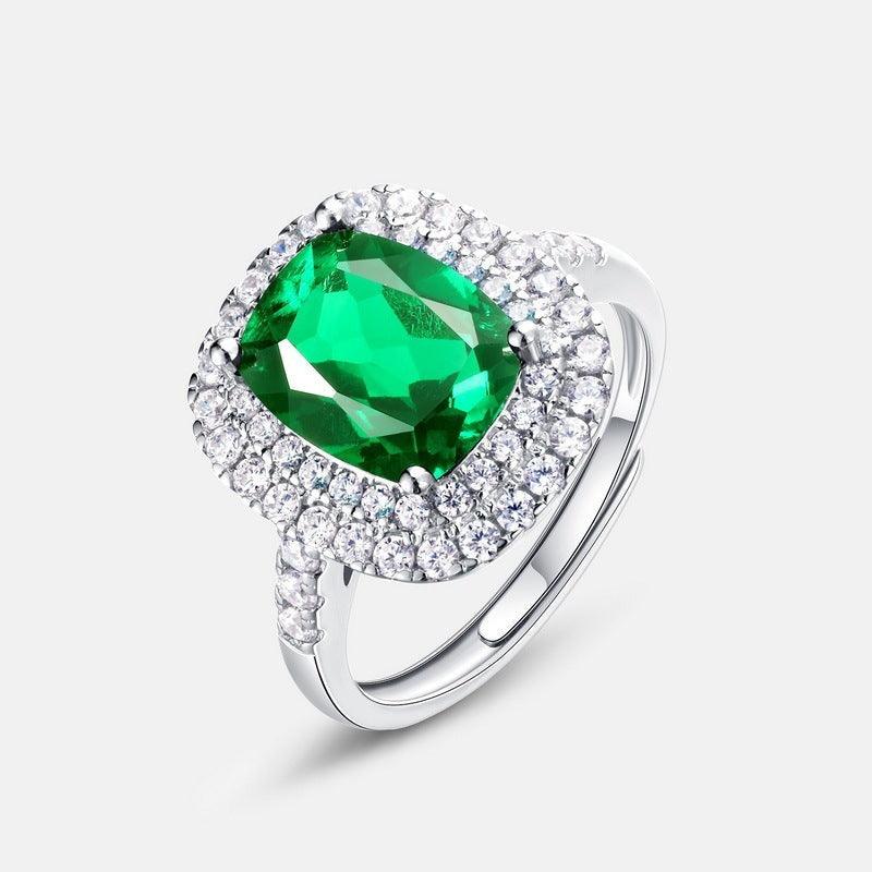 خاتم الزمرد المزروع بالفضة  والأحجار الكريمةRingsمجوهرات ميون