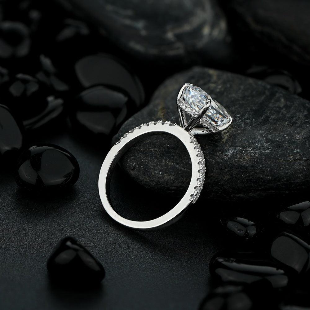 خاتم خطوبة فضة إسترليني مرصع بألماسRingsمجوهرات ميون