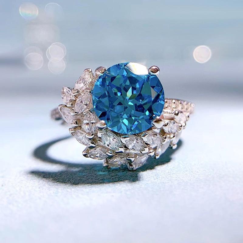 خاتم الياقوت البحري 8 مللي ماسيRingsمجوهرات ميون