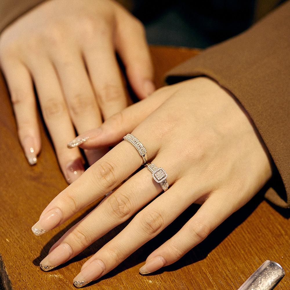 خاتم توينز فضة إسترليني شكل مربعاتRingsمجوهرات ميون
