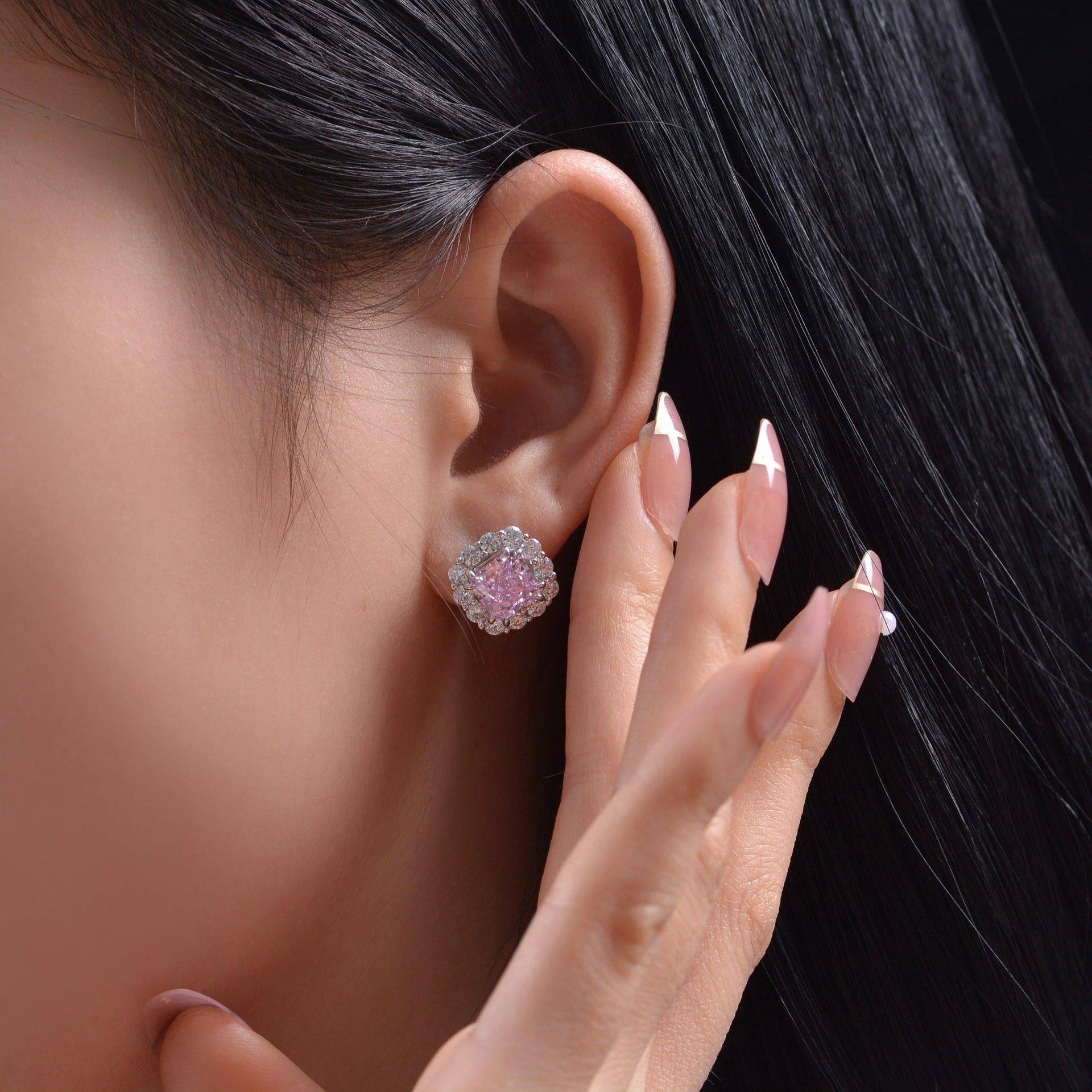 أقراط الماس زهرة الجليد بألوان زاهيةEarringsمجوهرات ميون