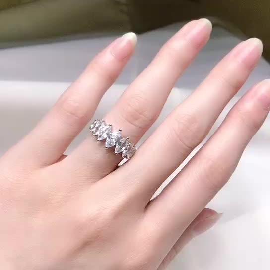 خاتم فضة من اللماس الأبيض الصناعيRingsمجوهرات ميون