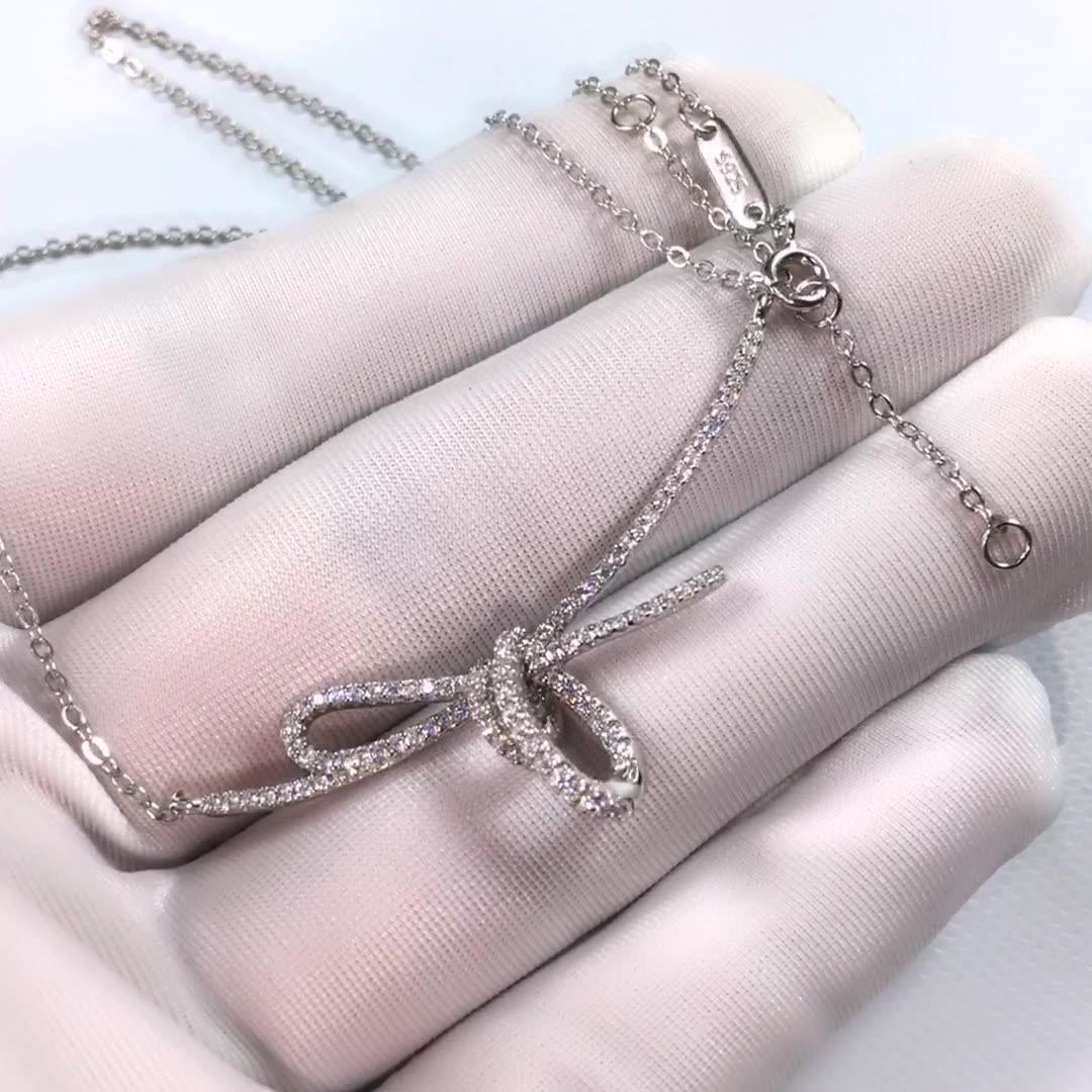 قلادة العقدة مرصع بالماس من الفضة الإسترلينيNecklaceمجوهرات ميون