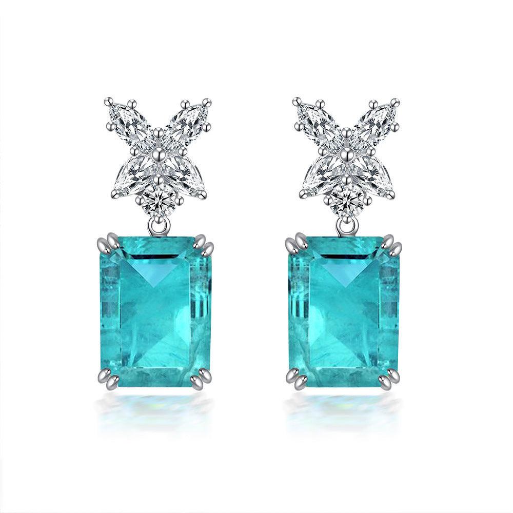 أقراط ماسية باللون البحر الأزرقEarringsمجوهرات ميون
